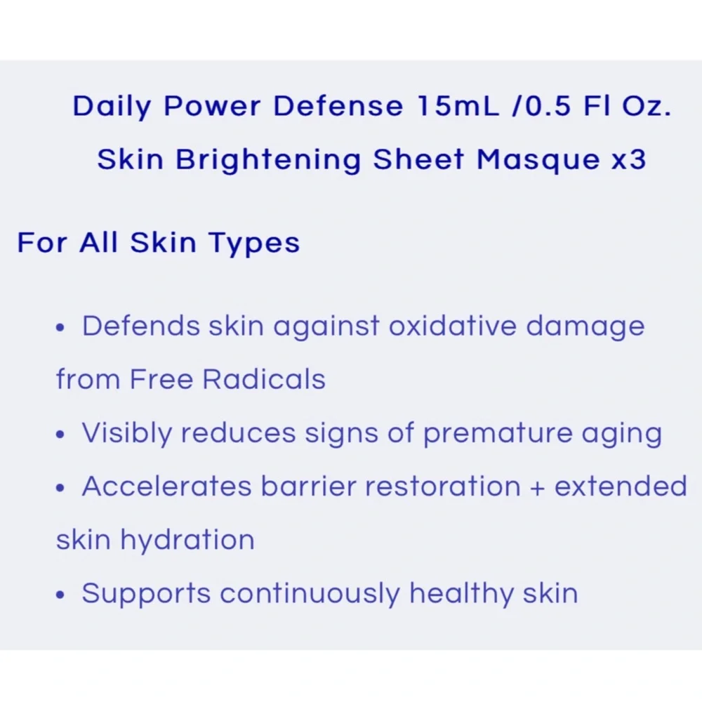 ZO Skin Health - Daily Power Defense & Skin Brightening Sheet Masques - NIB - Picture 4 of 5